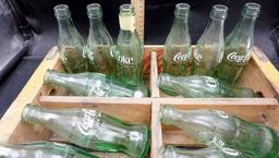 Coca-Cola Wooden Crate W/ Coke Glass Bottles