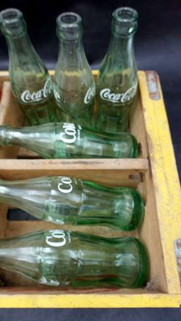 Coca-Cola Wooden Crate W/ Coke Glass Bottles