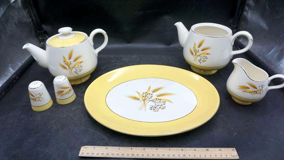 Wheat Platter, Teapots, Creamer & Shakers