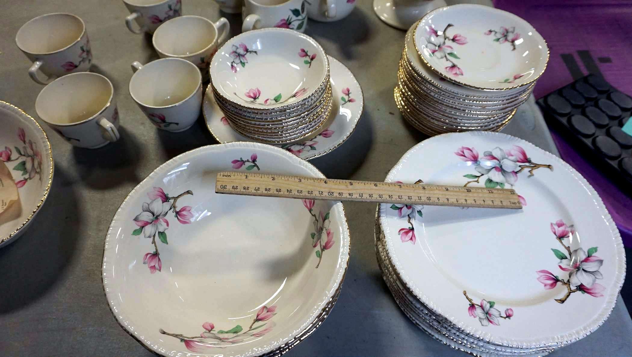 China Dish Set W/ Pink Flowers
