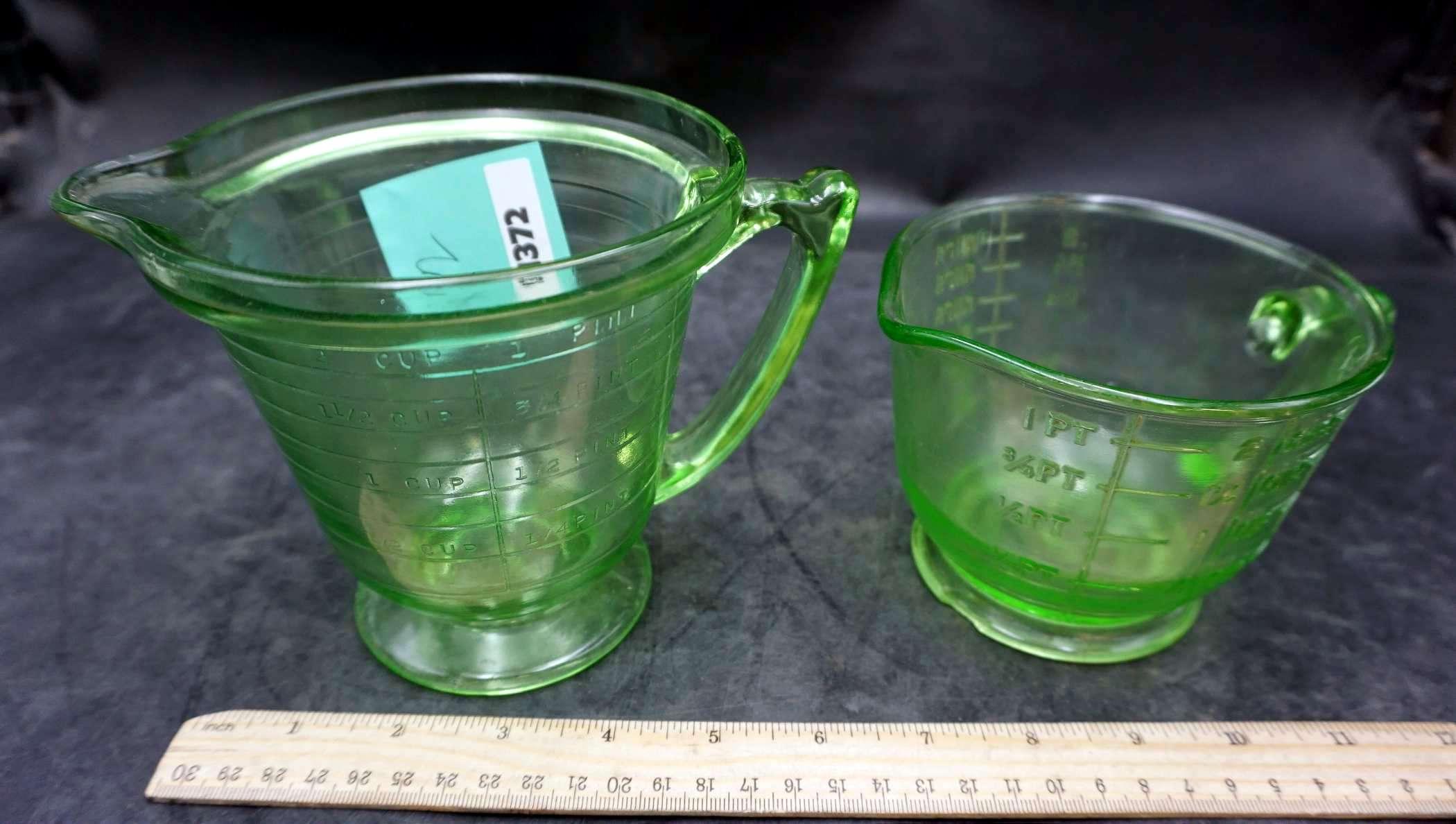 Uranium Green Glass Measuring Cups (Small Chip On Base Of One)