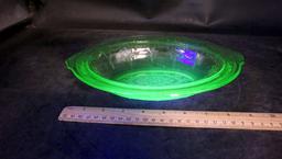 Uranium Green Glass Serving Bowl