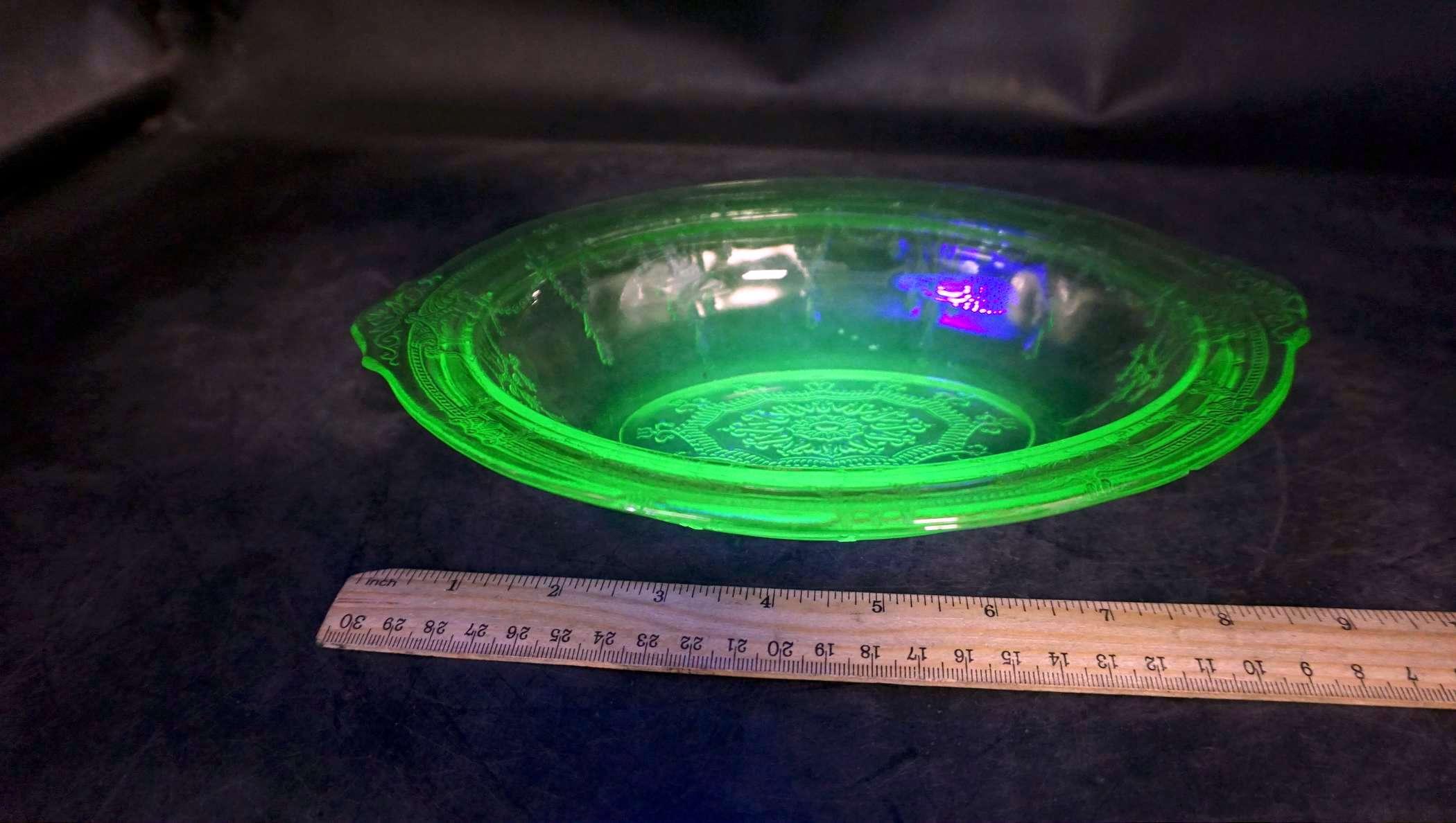 Uranium Green Glass Serving Bowl