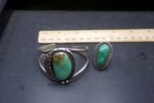 Silver & Turquoise Bracelet & Ring
