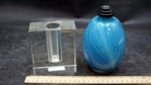 Crystal Demi Vase & Blue Vase