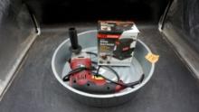 Orbital Hand Sander, Chicago Electric & Metal Bucket