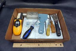 Walkie Talkie, Cologne Bottle, Scrapers, Book & Screwdrivers