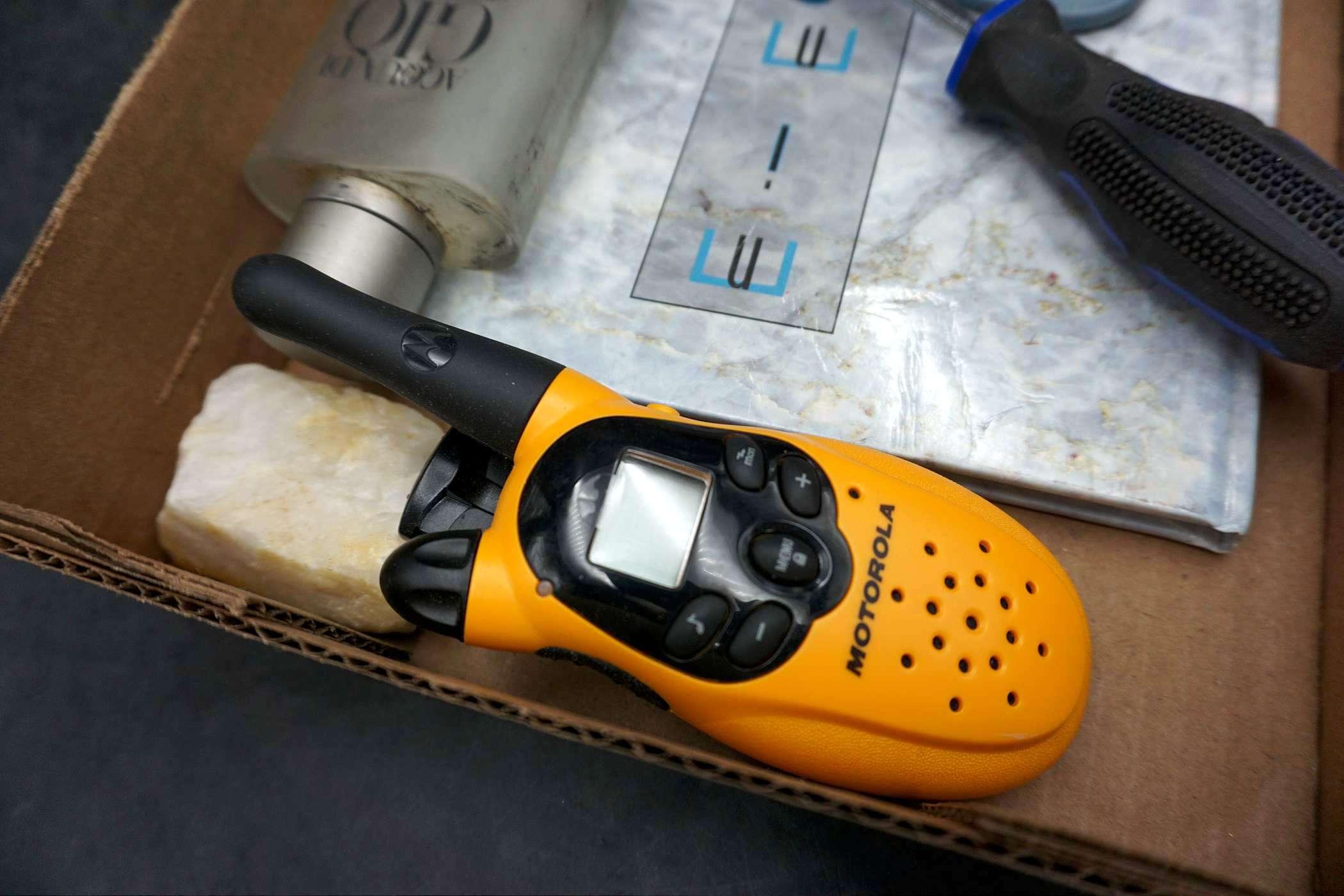 Walkie Talkie, Cologne Bottle, Scrapers, Book & Screwdrivers