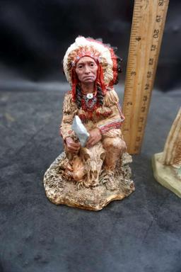 2 Native American Figurines - 1988 Castagna