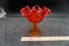 Hobnail Glass Ruffled Compote