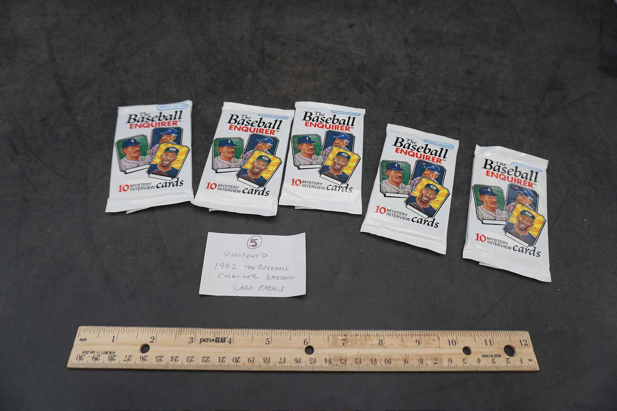 5 - Unopened 1992 The Baseball Enquirer Baseball Card Packs