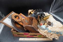 Doilies, Wooden Music Box, Figurines & Pictures
