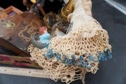 Doilies, Wooden Music Box, Figurines & Pictures