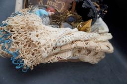 Doilies, Wooden Music Box, Figurines & Pictures