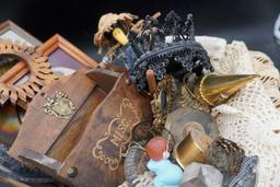 Doilies, Wooden Music Box, Figurines & Pictures