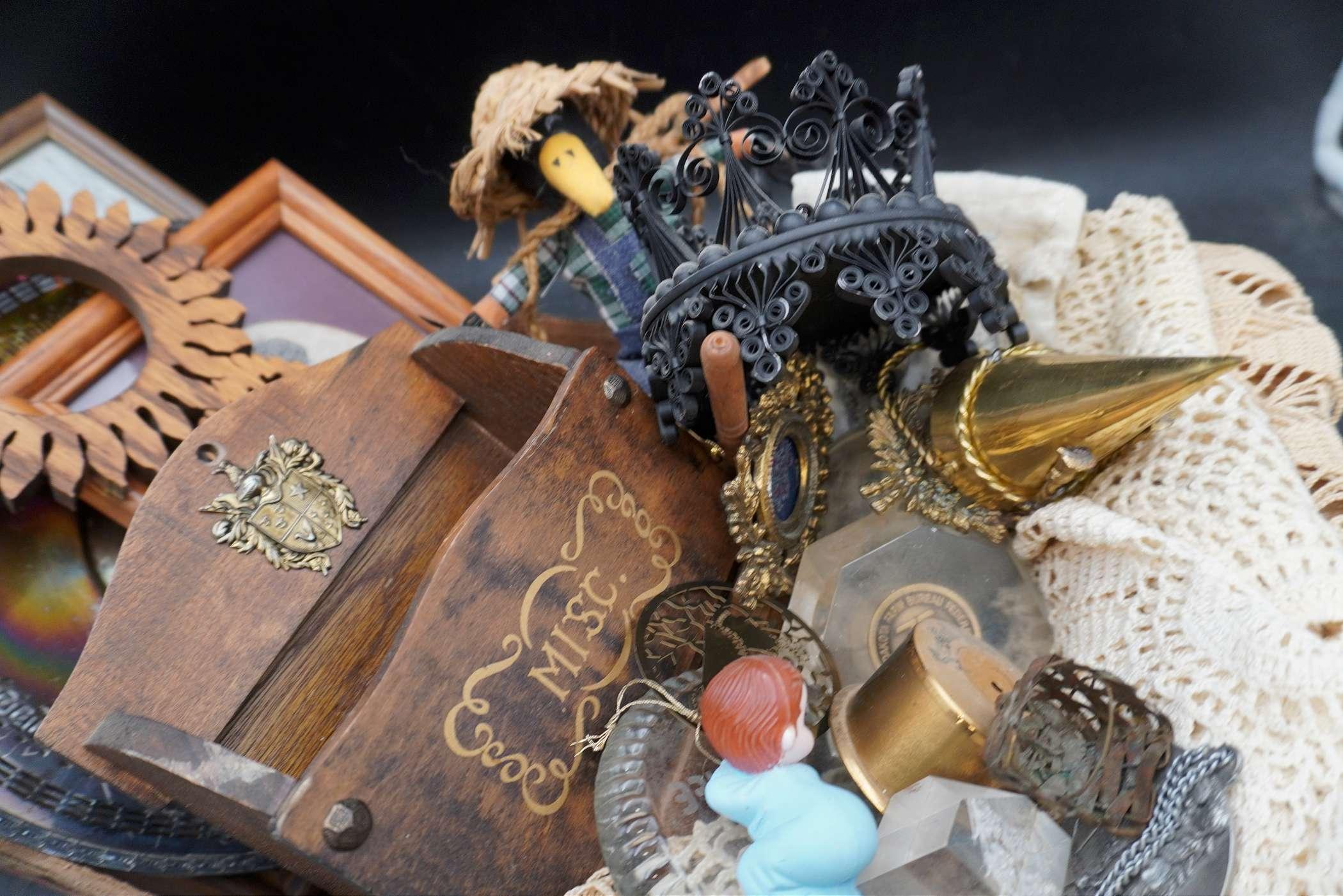 Doilies, Wooden Music Box, Figurines & Pictures