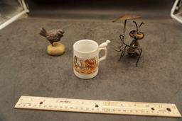Little Red Riding Hood Mug, Bug Sculpture & Bird Sculpture