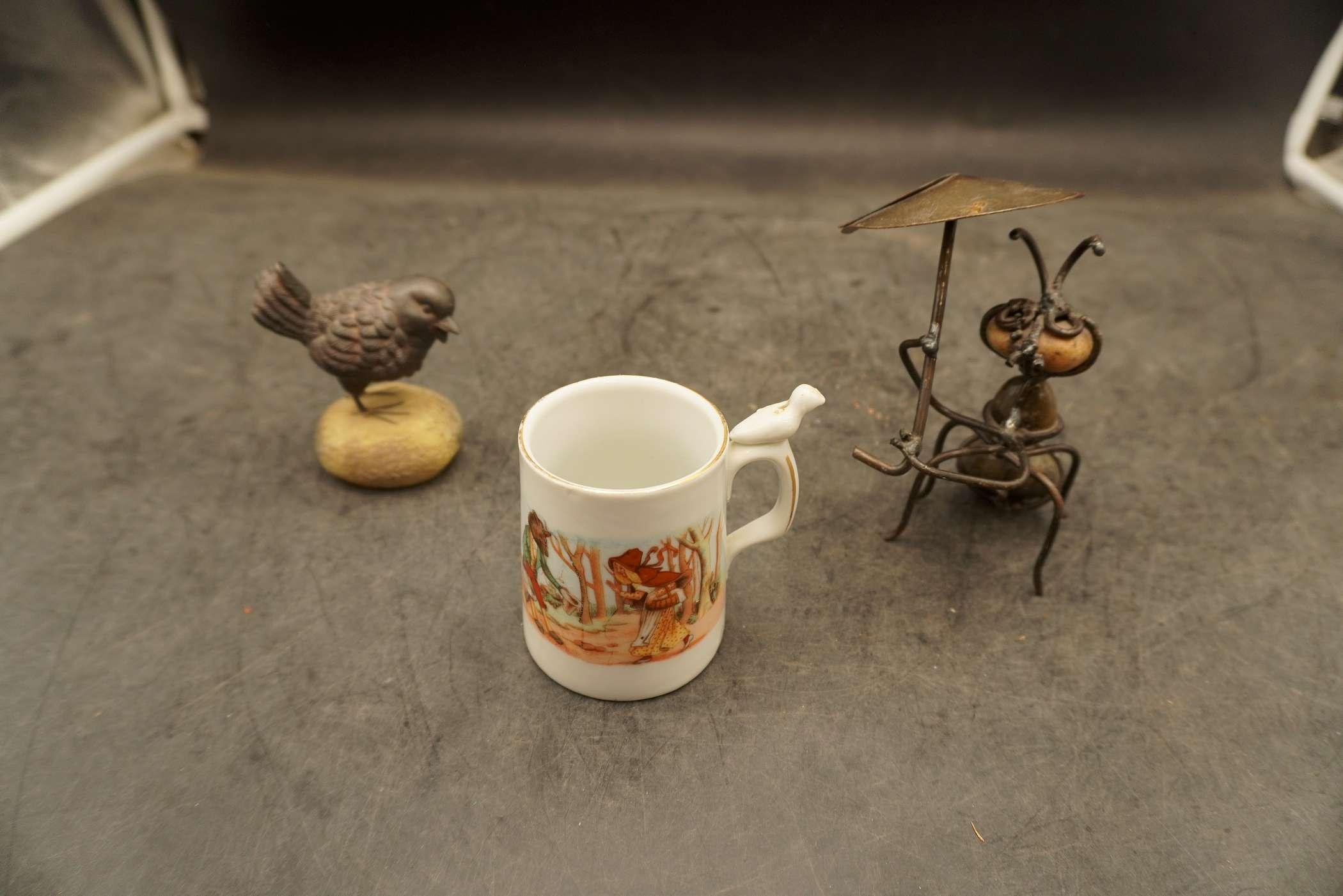 Little Red Riding Hood Mug, Bug Sculpture & Bird Sculpture