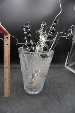 Shannon Crystal Frosted Vase W/ Sprays