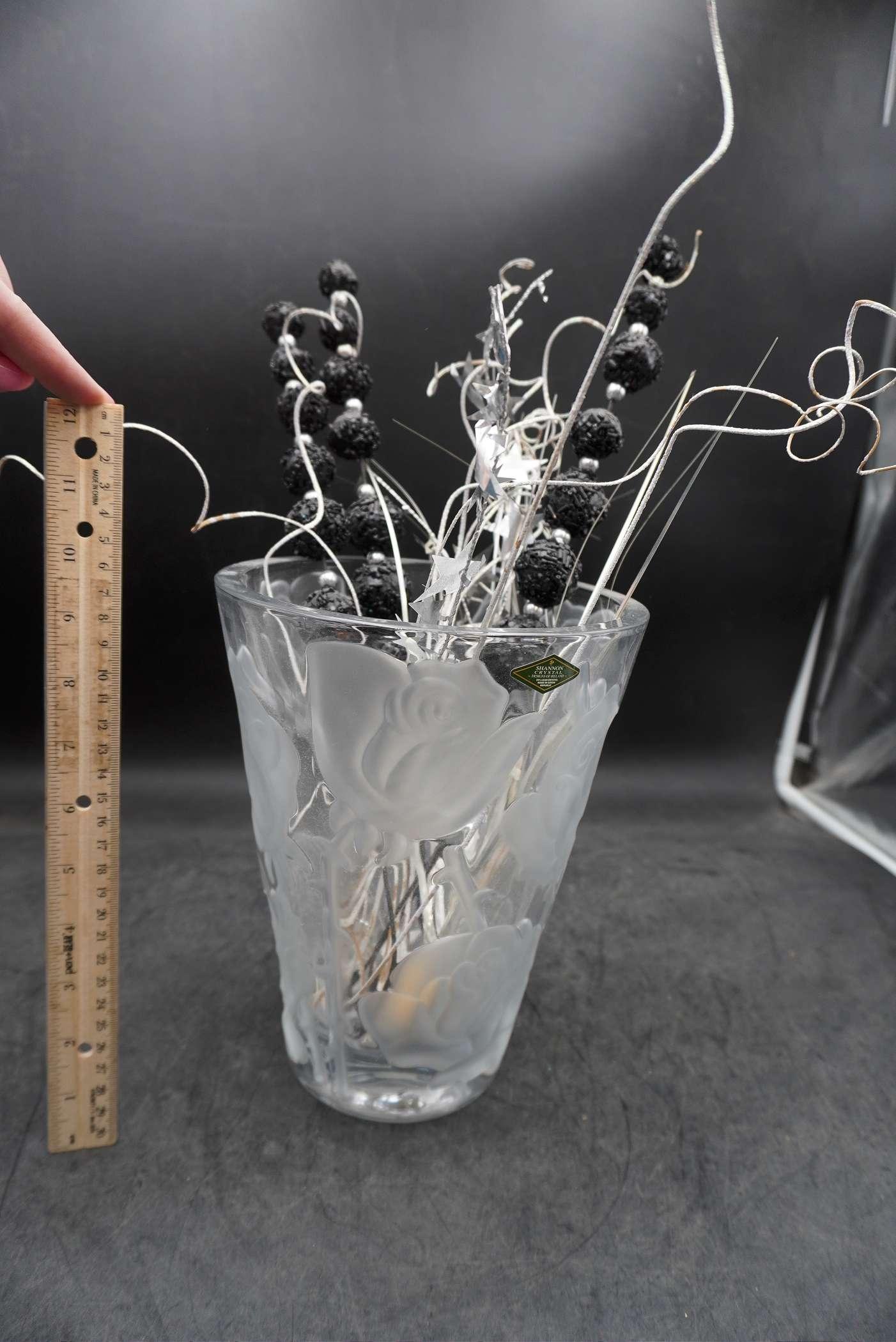 Shannon Crystal Frosted Vase W/ Sprays