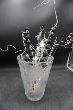 Shannon Crystal Frosted Vase W/ Sprays