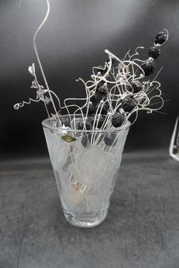 Shannon Crystal Frosted Vase W/ Sprays