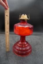 Red Glass Oil Lamp Base