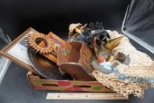 Doilies, Wooden Music Box, Figurines & Pictures