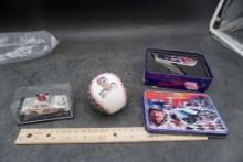 Dale Earnhardt Tin W/ Pocket Knife, Baseball & #8 Toy Car In Display