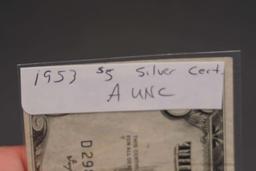 9153 $5 Silver Certificate (A Unc)