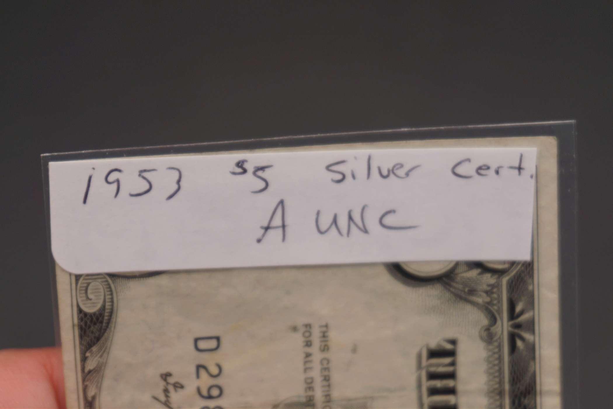 9153 $5 Silver Certificate (A Unc)