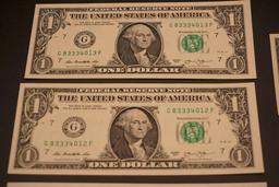 5 Consecutive 2013 $1 Bills