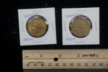 2 - 2000 P Sacagawea Dollar Coins
