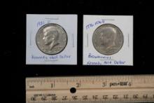 2 Kennedy Half Dollars - 1980 D & 1776-1976 D Bicentennial