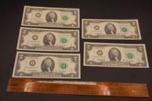 5 2003 A $2 Consecutive Notes (Unc)