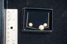 Gold-Toned & White Stone Necklace & Earrings