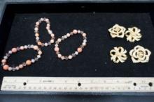 3 Bracelets & 2 Pairs Of Clip Earrings
