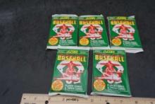 5 - Unopened Packs Of 1991 Score Series 1 Baseball Cards