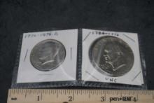 2 - 1776-1976 Eisenhower Dollar & Kennedy Half Dollar