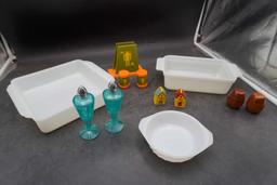 Assorted Shakers, Napkin Holder & Baking Dishes (Fire-King)