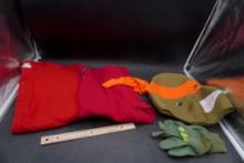 T.M.N.T. Mask, Gloves & 2 Red Shirts (Size Large)