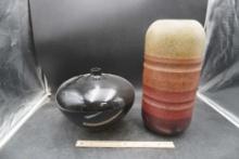 2 Vases - Black & Multi-Colored