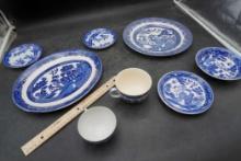 Blue & White Plates, Cups & Platters (Myott, Churchill & Others)