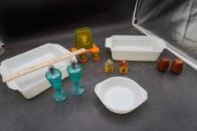 Assorted Shakers, Napkin Holder & Baking Dishes (Fire-King)