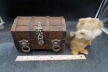Small Wooden Trunk & Owl Figurine
