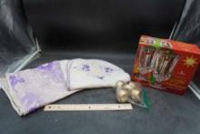 Table Runners, Set Of Two Crystal Hurricanes & Napkin Rings