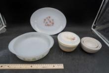 Casserole Dish, Platter, Bowl W/ Lid, Nesting Bowls (Glasbake, Fire-King & Bake Oven)
