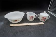 Glasbake Dish, Fire-King Cream & Sugar