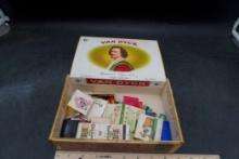 Van Dyck Cigar Box W/ Assorted Advertising Matchbooks