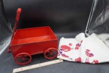 Red Metal Wagon & Apple Linen